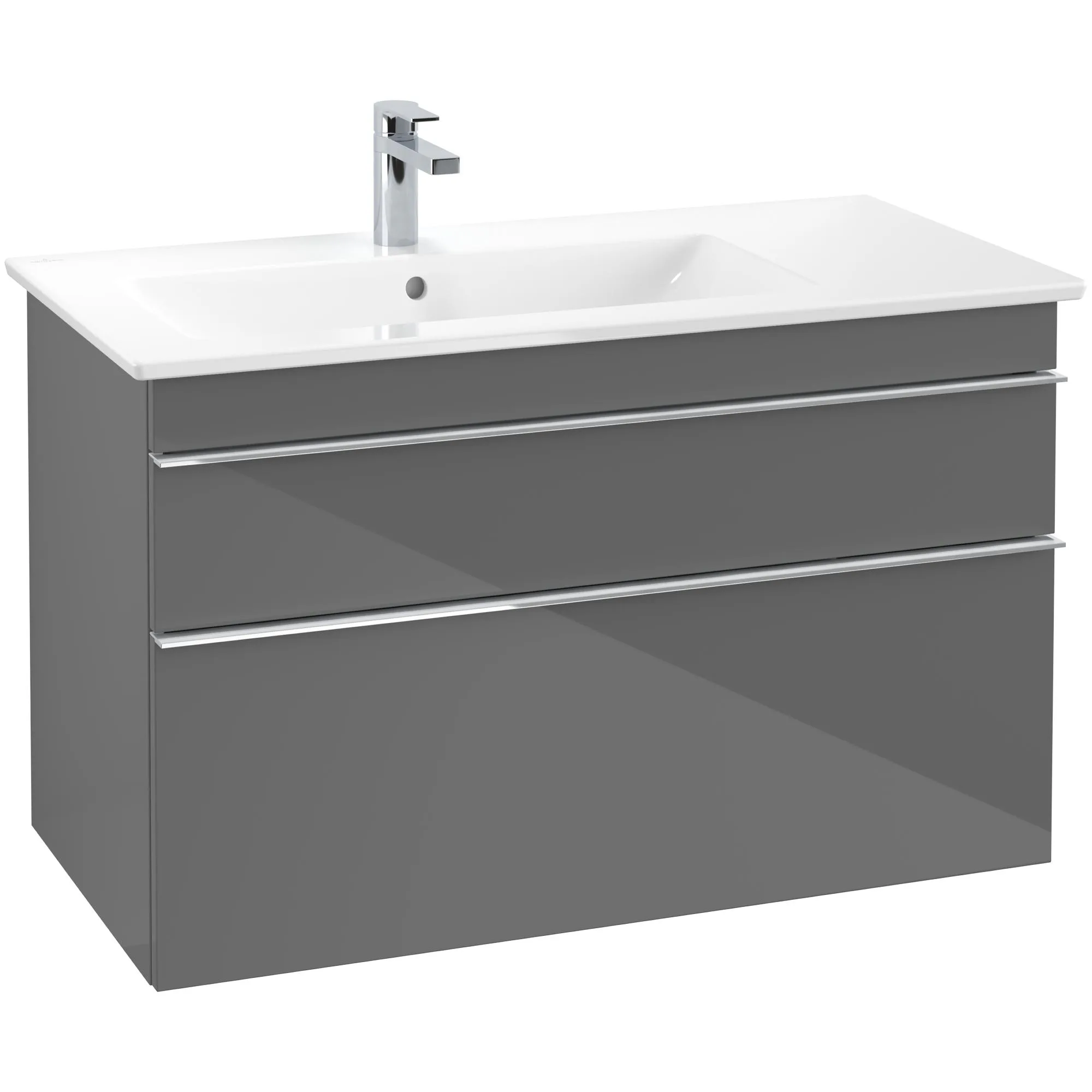 Tvättställsskåp Villeroy & Boch Venticello A92701FP Grå Högblank, Handtag: Krom För Tvättställ: Vänster