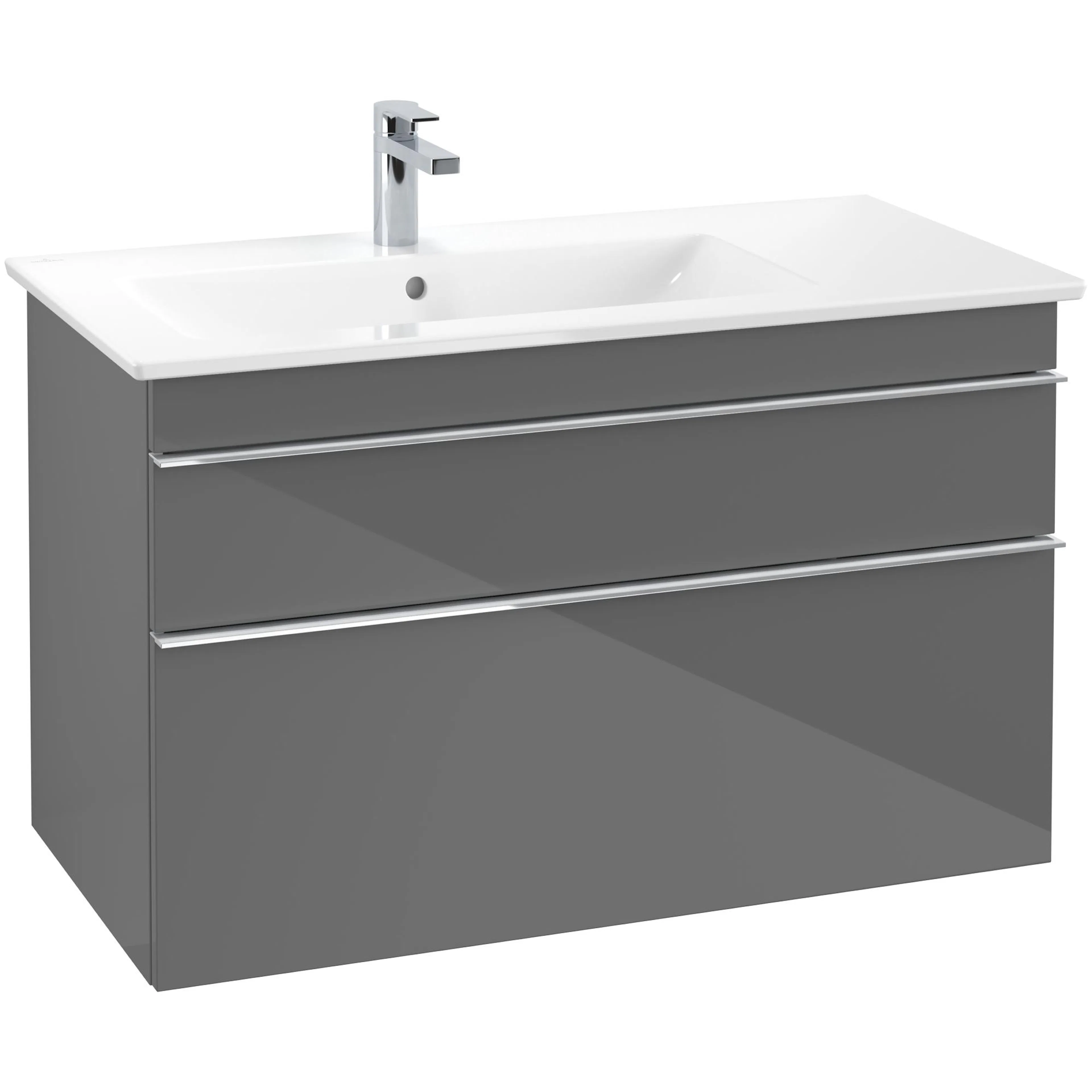 Tvättställsskåp Villeroy & Boch Venticello A92701FP Grå Högblank, Handtag: Krom För Tvättställ: Vänster