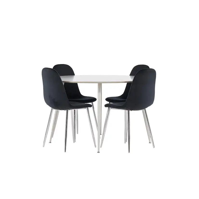 Plaza Dining Table with Polar Dining Chair Färg: Beige/Svart, Ben: Stål