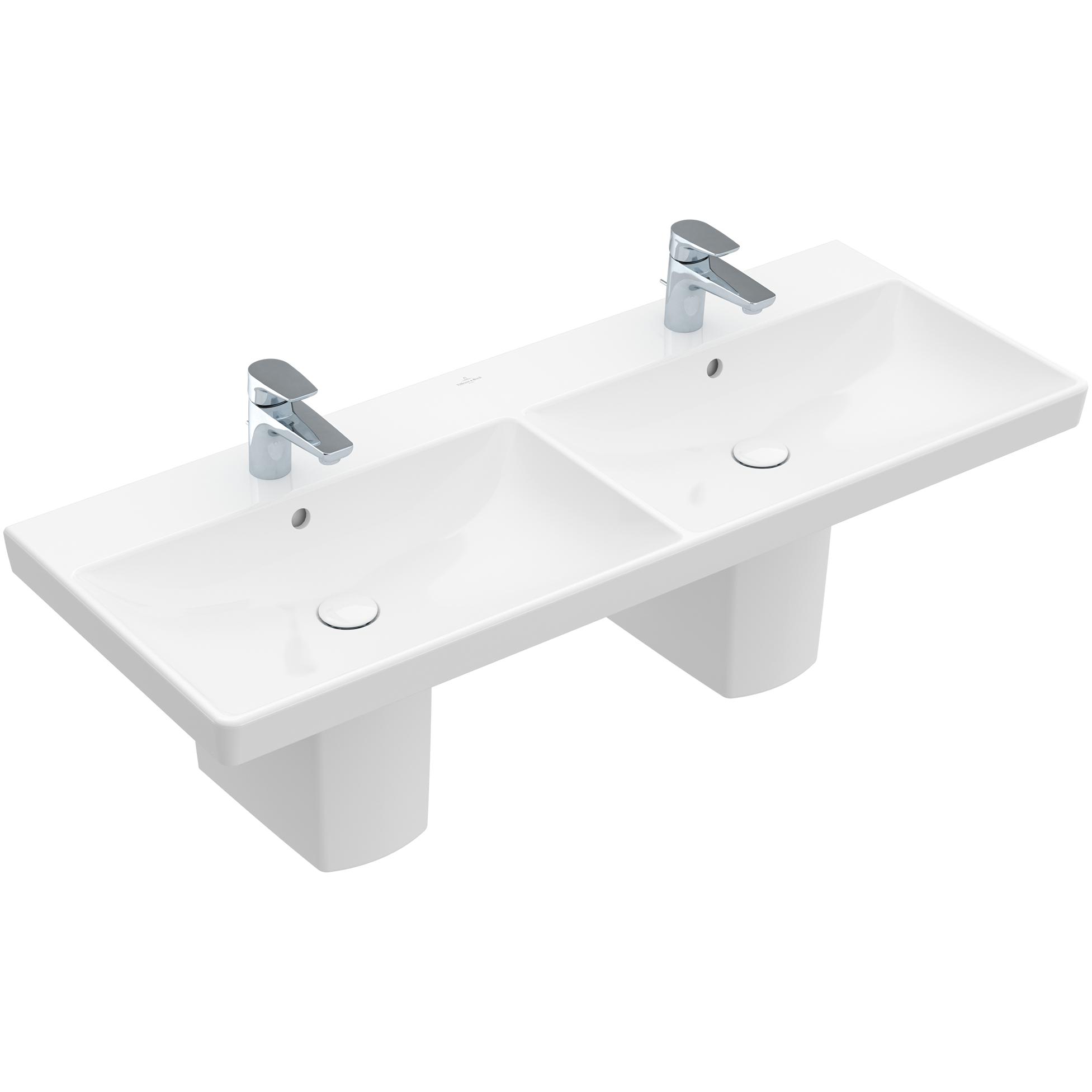 Tvättställ villeroy & Boch Avento 4A23CKR1 Vit Alpin CeramicPlus, Med Bräddavlopp, för Två Trehålsblandare