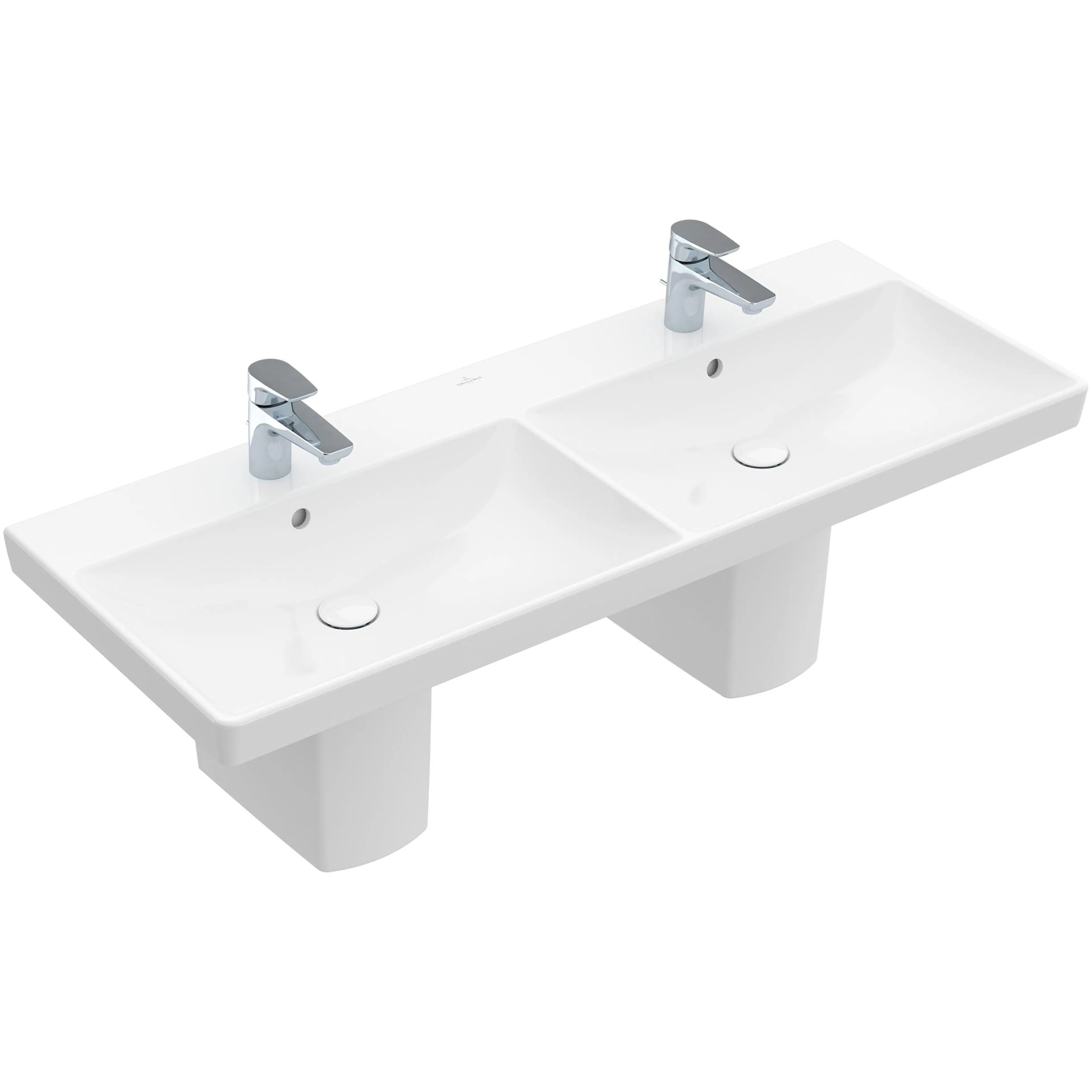 Tvättställ villeroy & Boch Avento 4A23CKR1 Vit Alpin CeramicPlus, Med Bräddavlopp, för Två Trehålsblandare