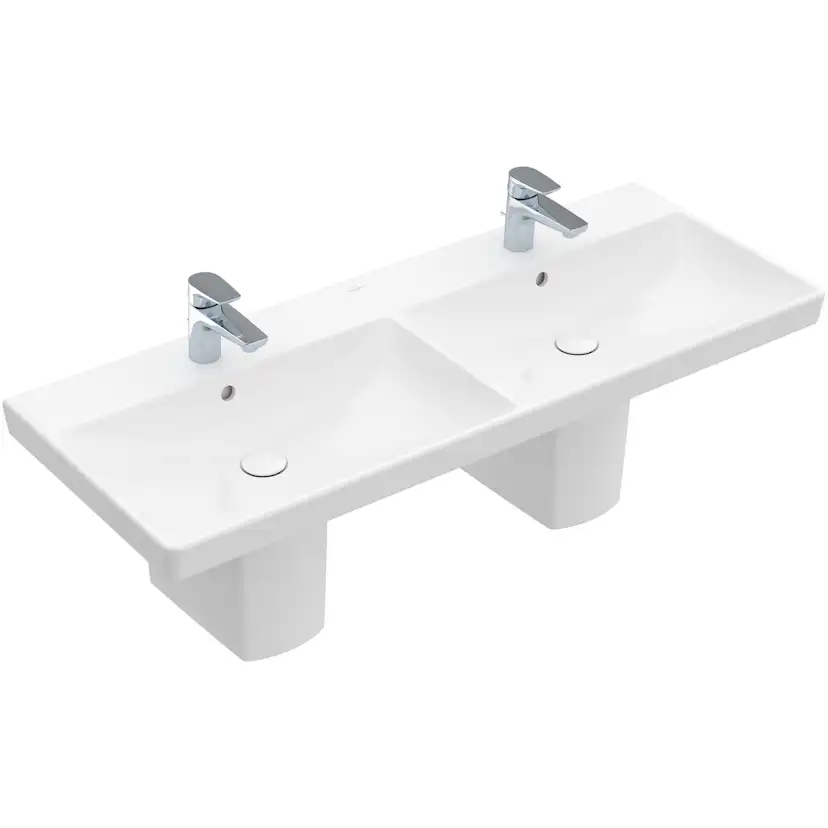 Tvättställ villeroy & Boch Avento 4A23CKR1 Vit Alpin CeramicPlus, Med Bräddavlopp, för Två Trehålsblandare
