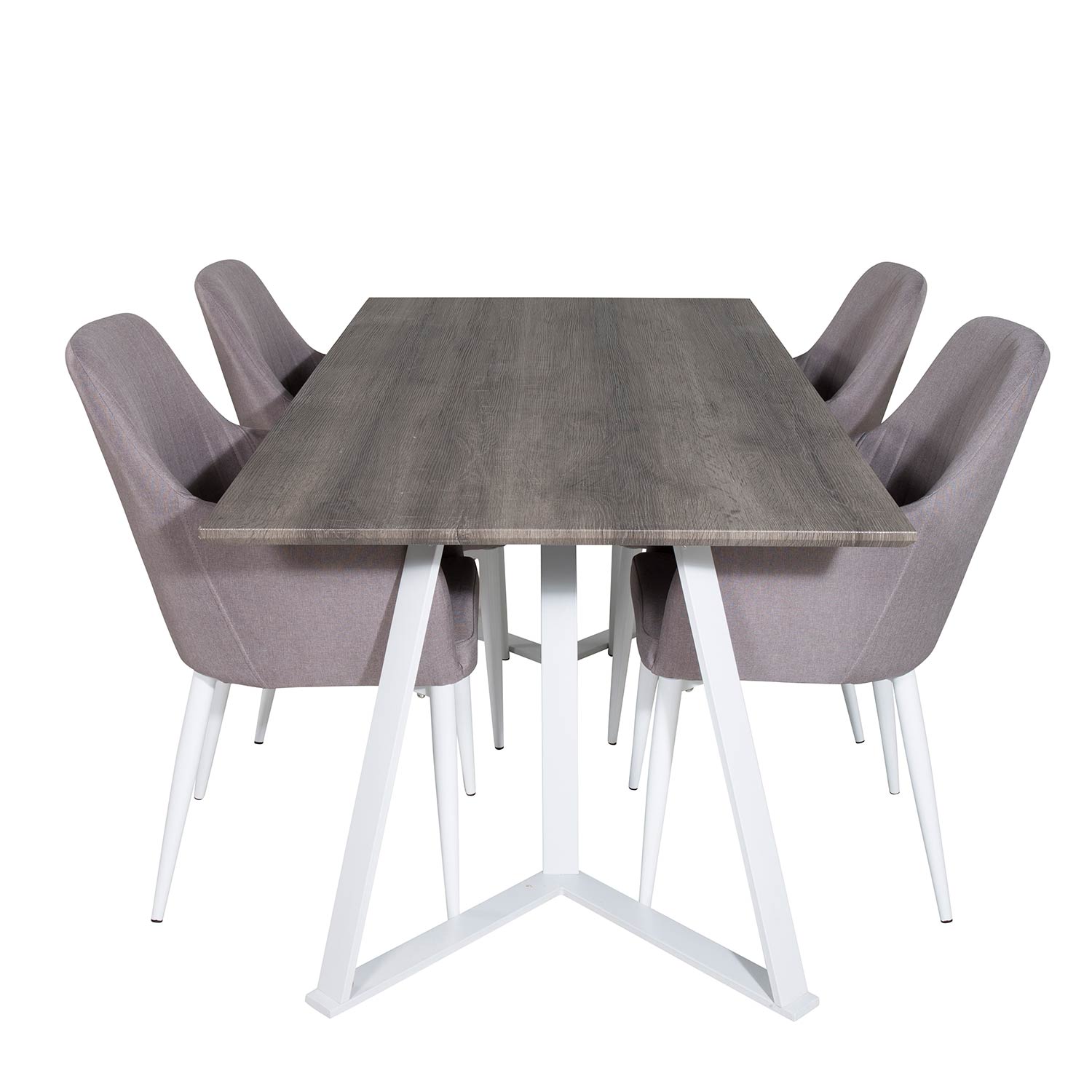 Marina Table -grå"oak"/Comfort Chair -grå/ White_4 Grå/Vit/Grå