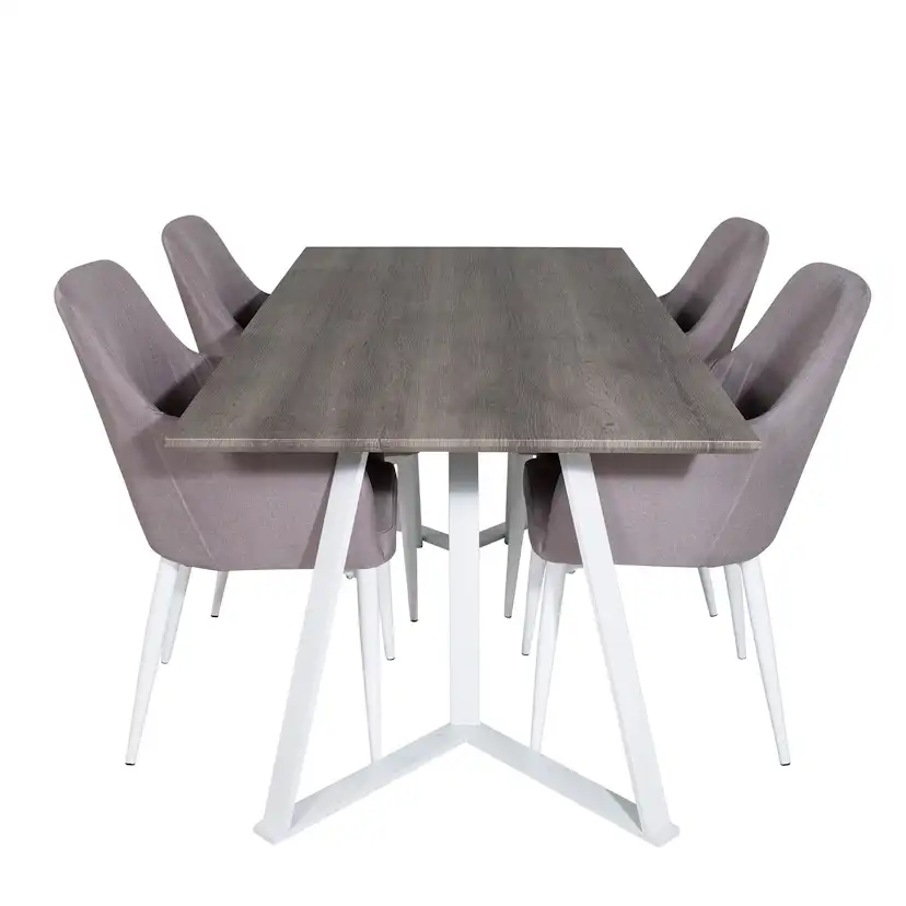 Marina Table -grå"oak"/Comfort Chair -grå/ White_4 Grå/Vit/Grå
