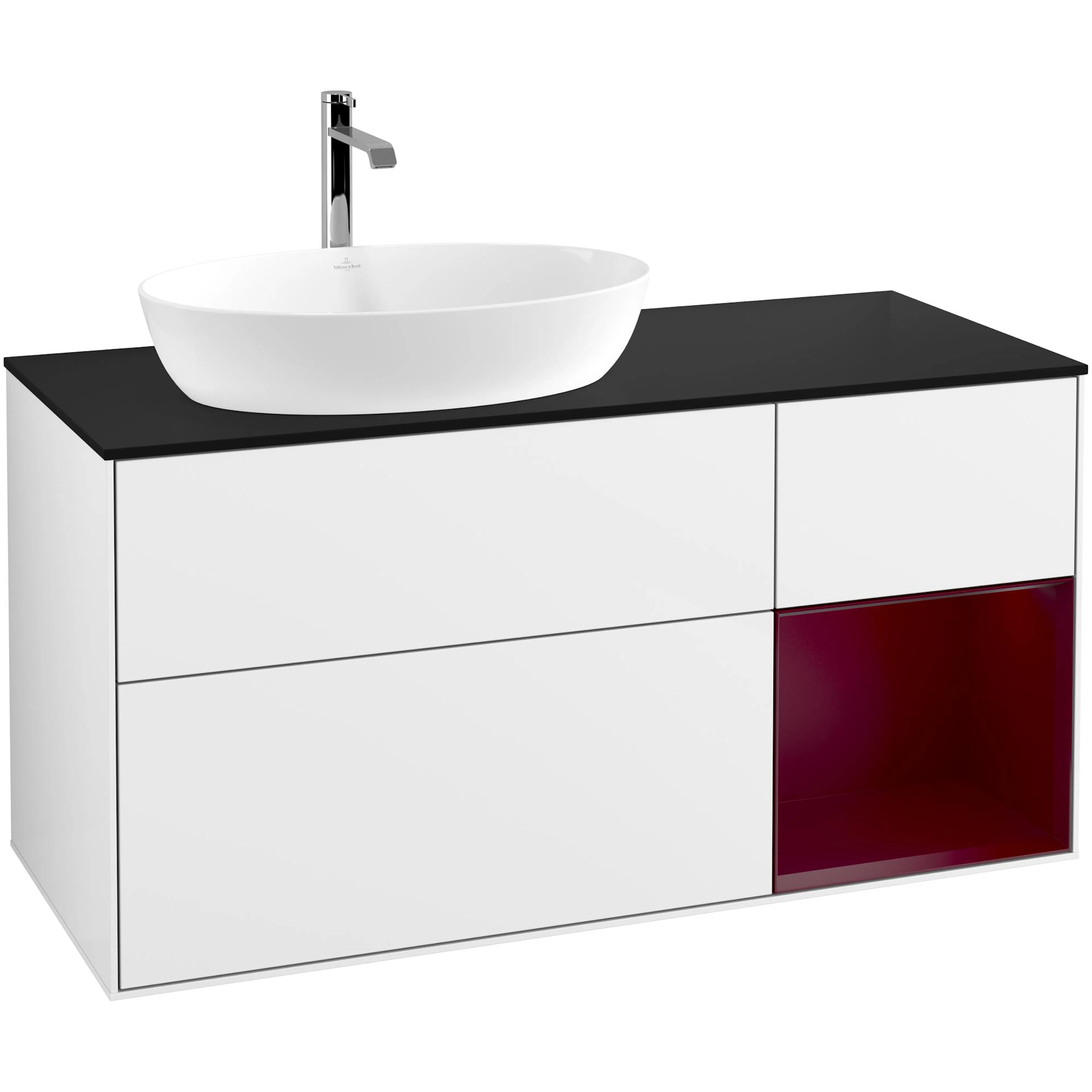 Tvättställsskåp Villeroy & Boch Finion med 3 Lådor Hylla och Bänkskiva för Ocentrerat Tvättställ från Artis & Collaro