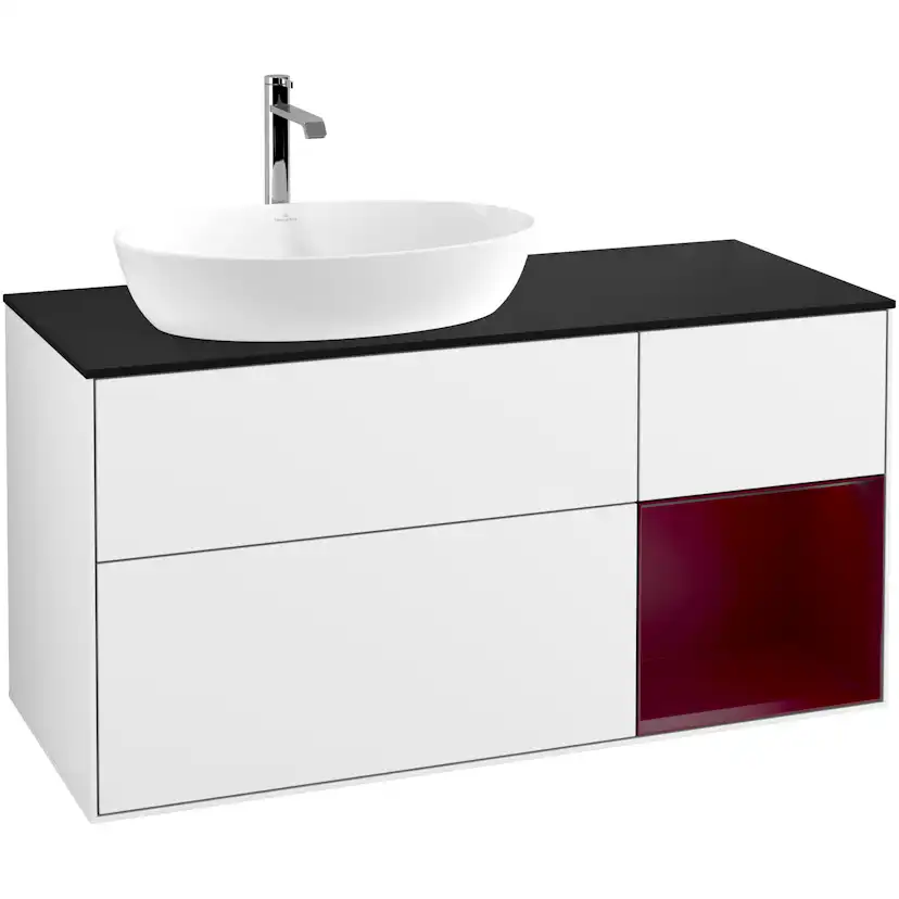 Tvättställsskåp Villeroy & Boch Finion med 3 Lådor Hylla och Bänkskiva för Ocentrerat Tvättställ från Artis & Collaro