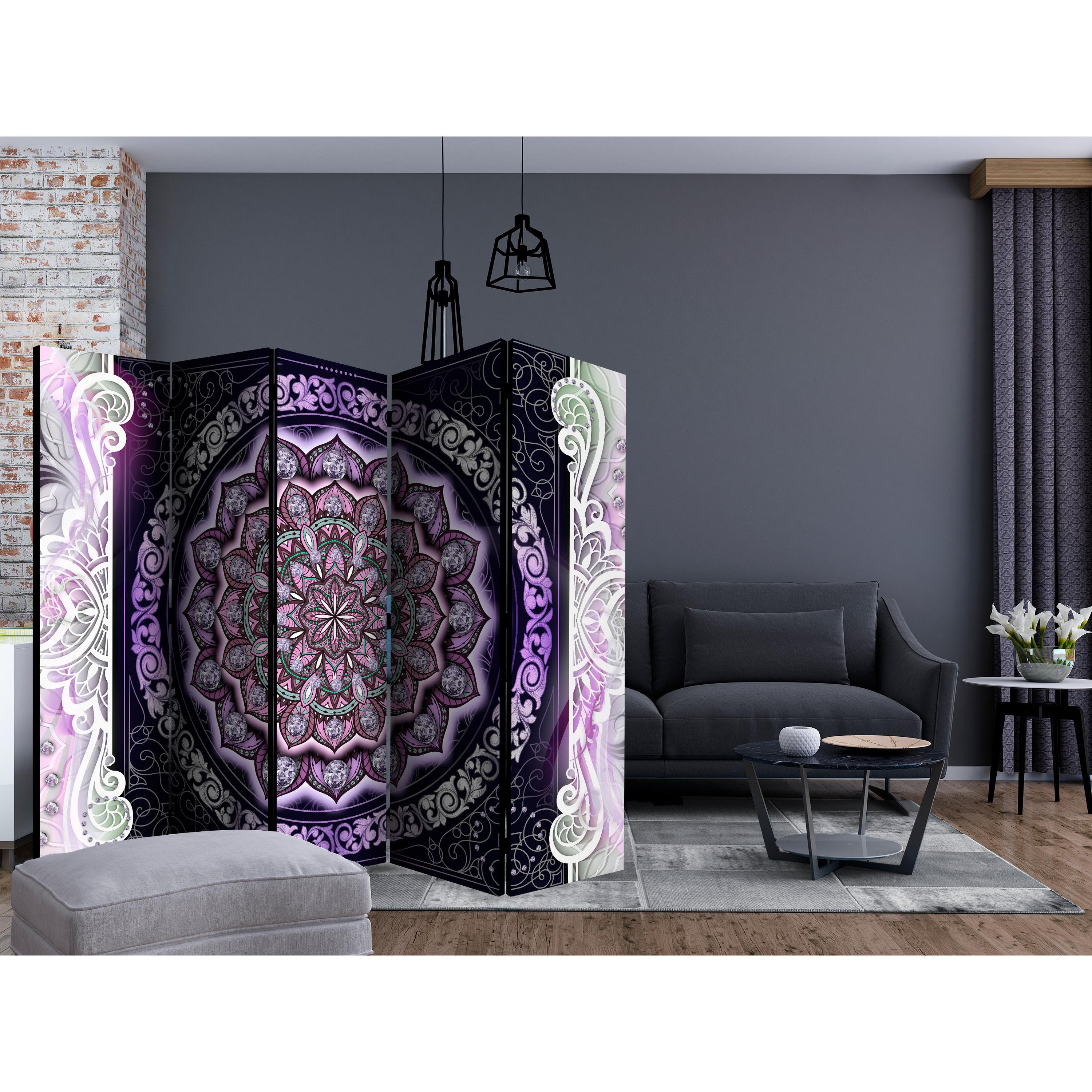 Rumsavdelare Skärmvägg Arkiio Round Stained Glass Violet II 225x172 cm