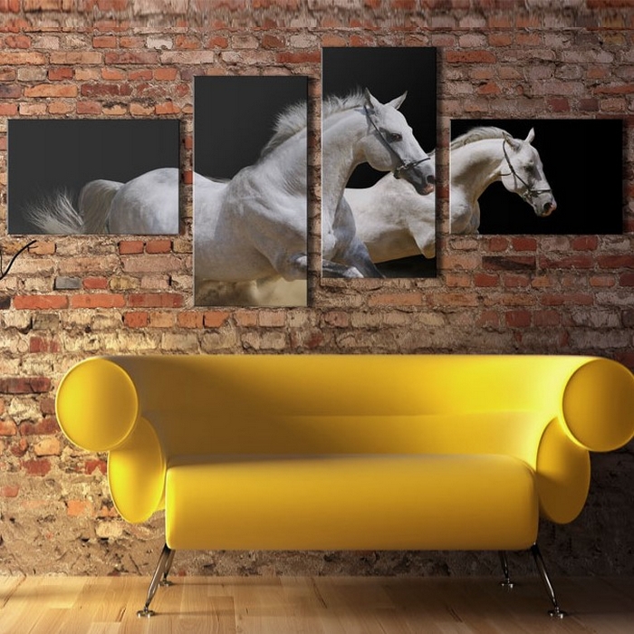 Tavla Arkiio Animal World White Horses Galloping