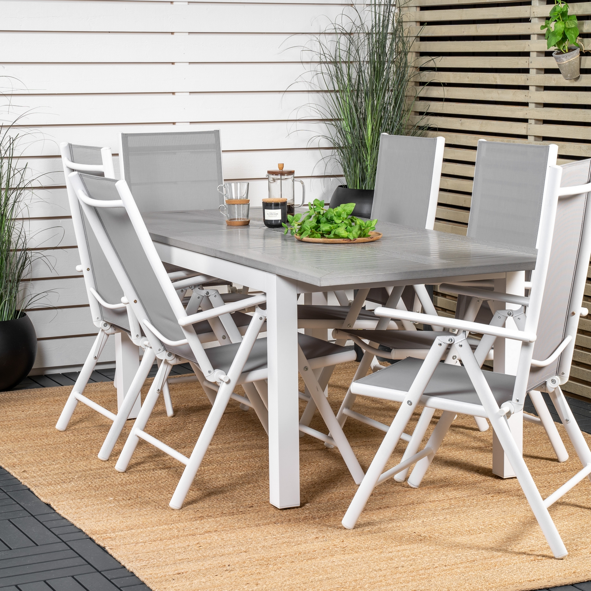 Albany Dining Table 152/210*90 - White Alu / Grey Aintwood+B Vit/Grå