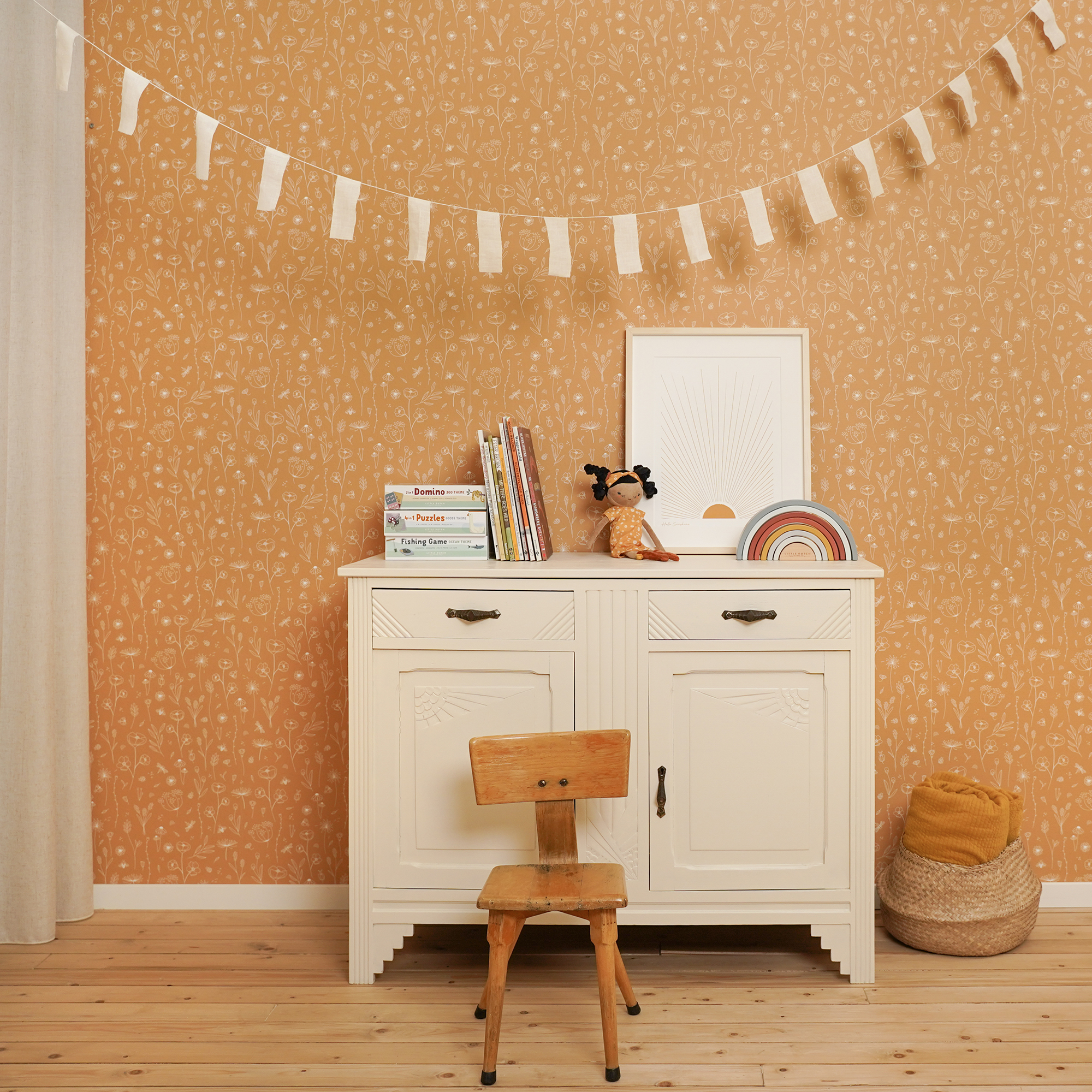 Tapet Little Dutch Wild Flowers Ochre/Gul