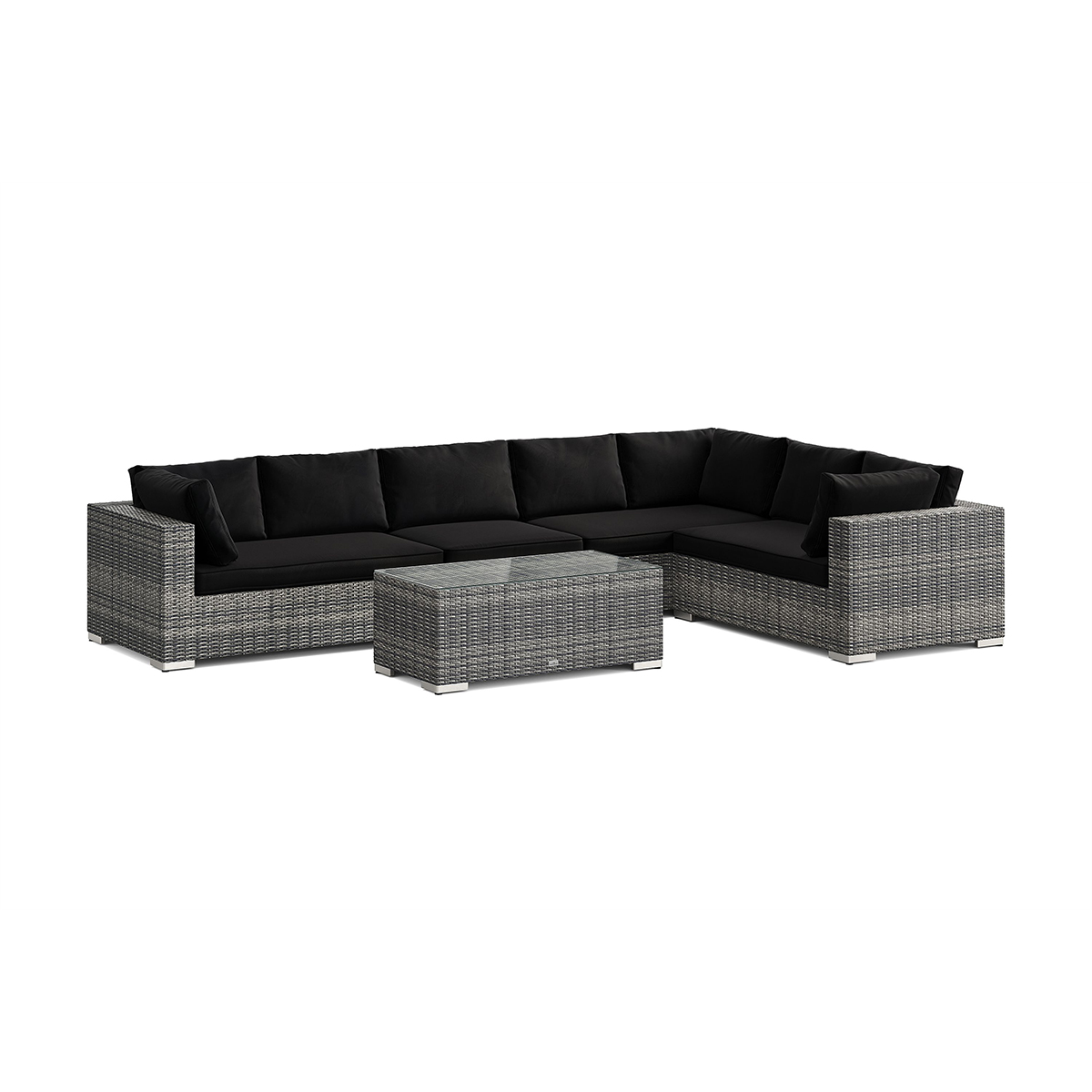 Loungegrupp Comfort Garden Bahamas L-formad utesoffa höger, 7-sits med bord