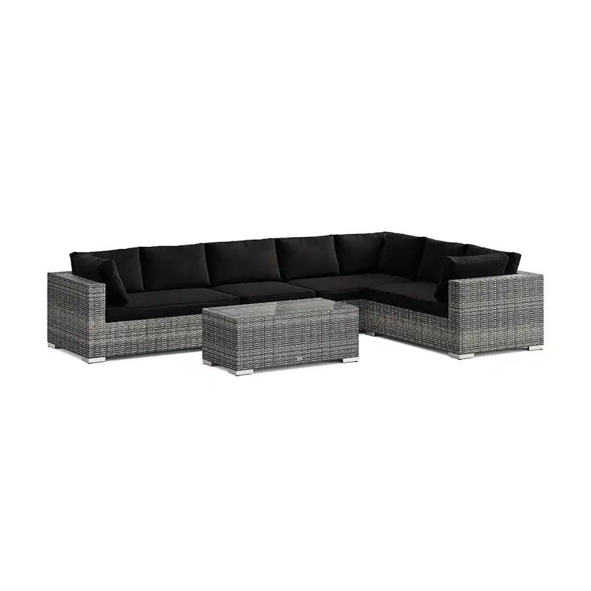 Loungegrupp Comfort Garden Bahamas L-formad utesoffa höger, 7-sits med bord