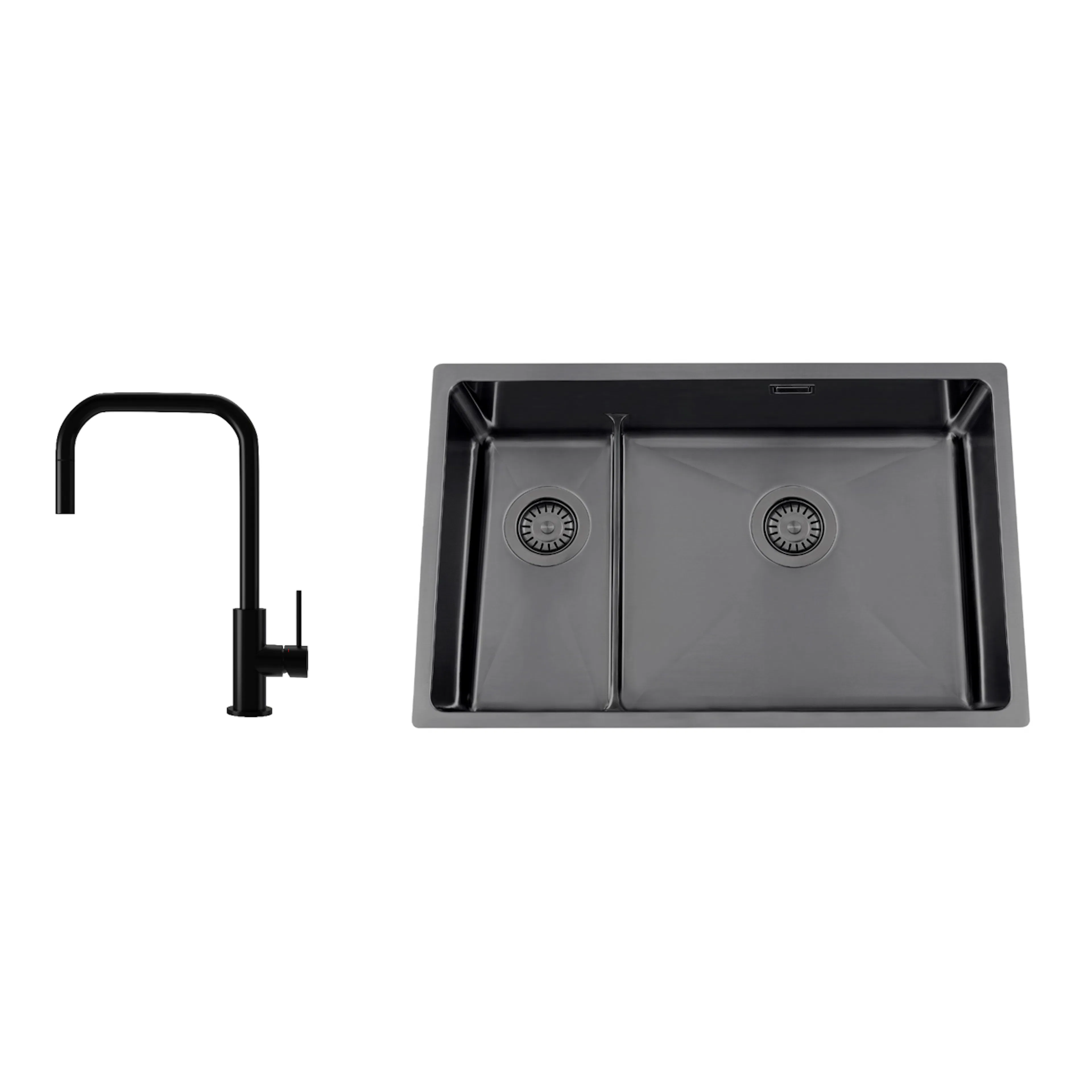 Diskho Nordic Tech Titan 73 KHX Nickel med Köksblandare Steel Accent Square Shadow