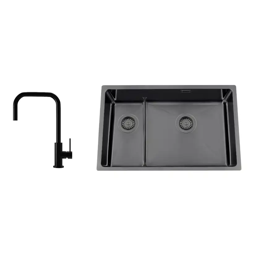 Diskho Nordic Tech Titan 73 KHX Nickel med Köksblandare Steel Accent Square Shadow
