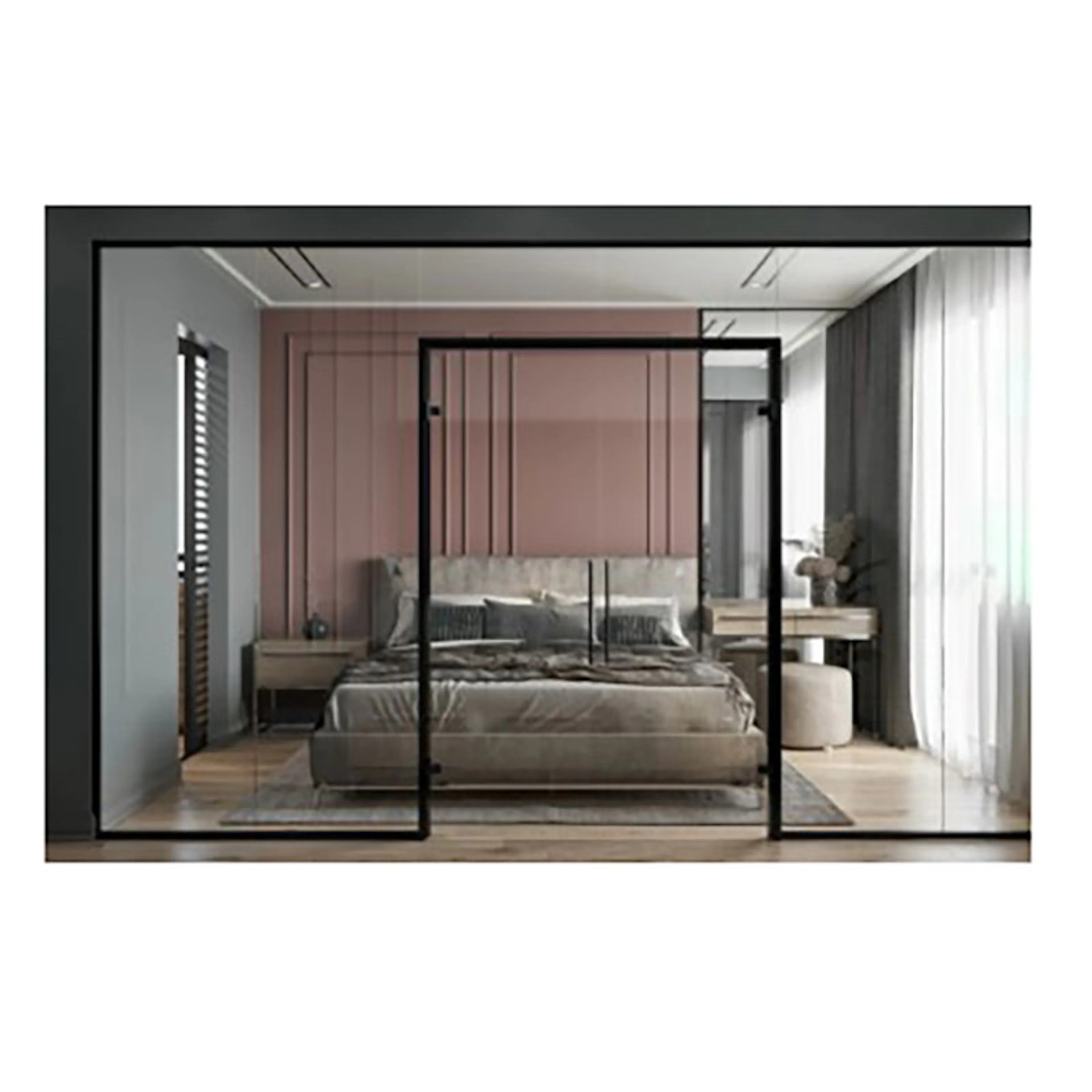 Room/Glasvägg med dubbeldörr/Storlek: 2500x2200 mm/Mattsvart Storlek: 2500x2200 mm