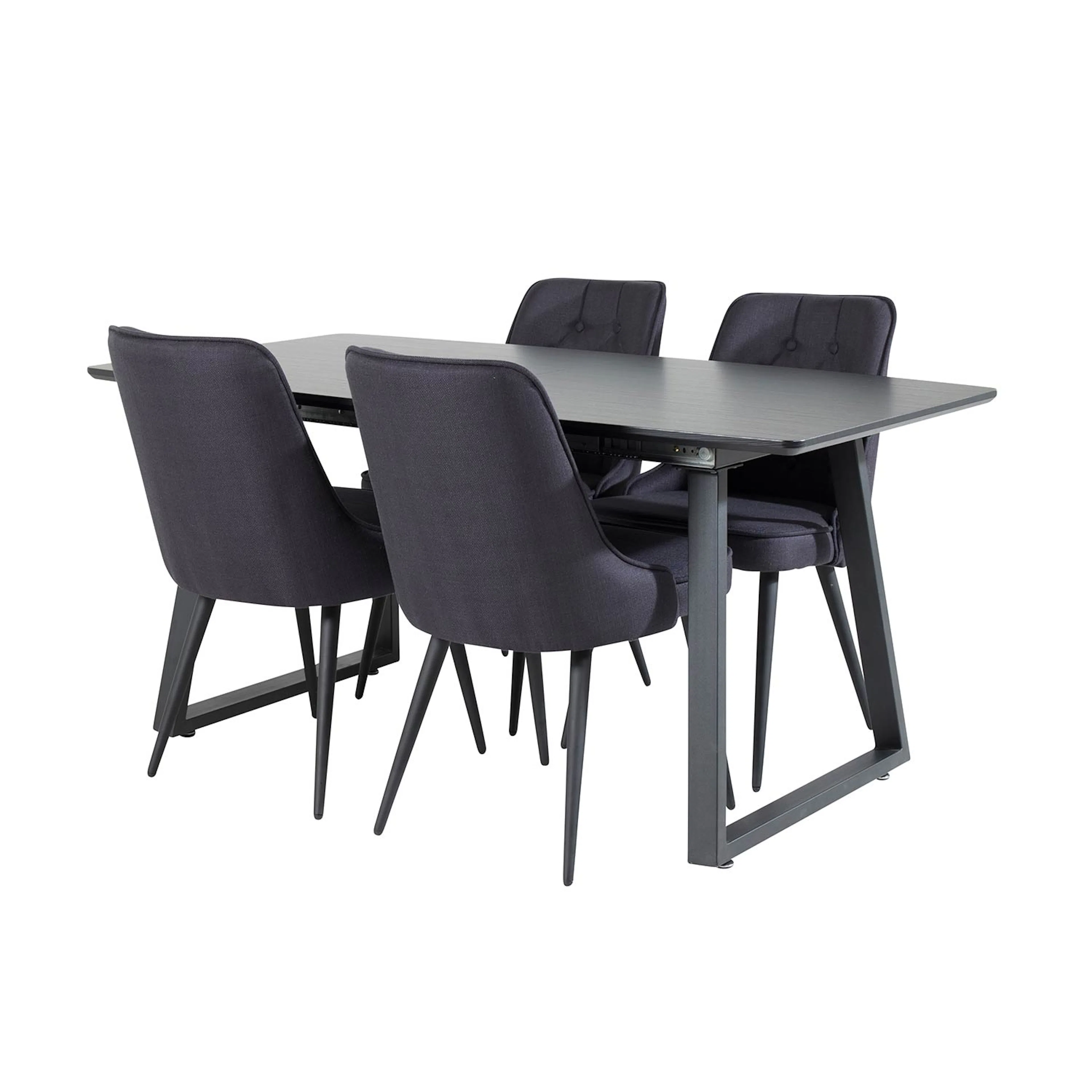 Inca Extentiontable - Black top+Velvet Chair-Black Fabric_4 Svart/Svart
