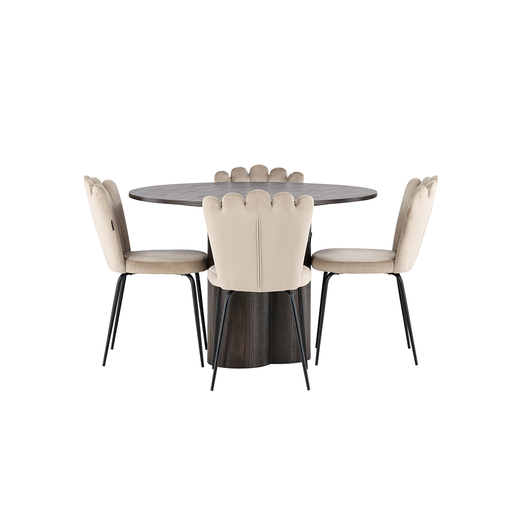 Matgrupp Venture Home Olivia Ø 110 cm med 4 Limhamn Stolar