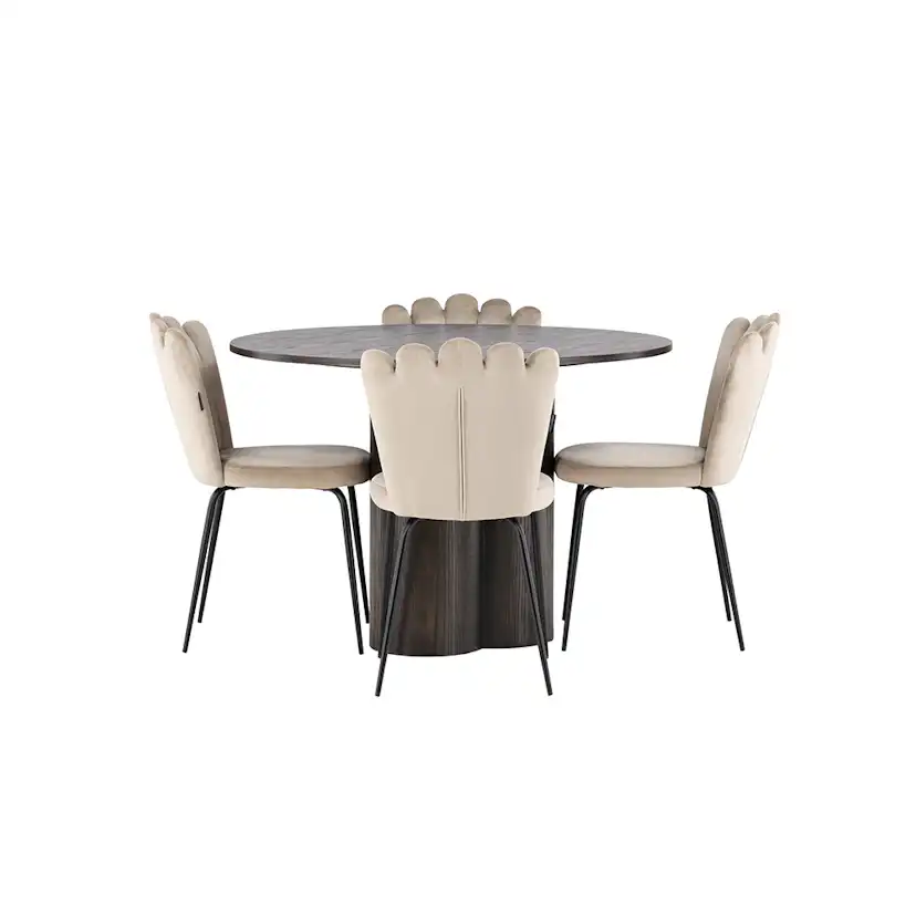 Matgrupp Venture Home Olivia Ø 110 cm med 4 Limhamn Stolar