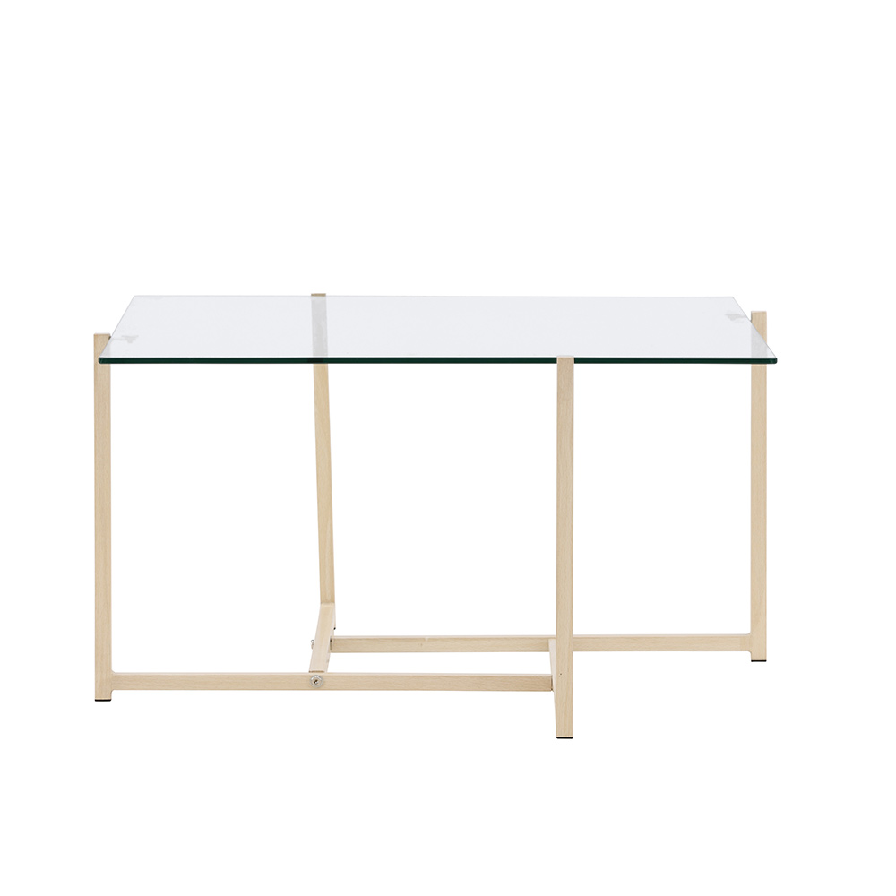 Hybrid Sofa Table 80x80 cm - Glass/Nature / Transparent