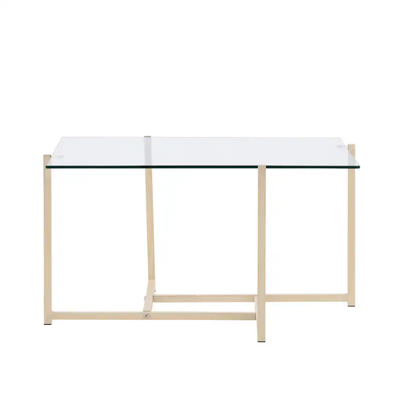 Hybrid Sofa Table 80x80 cm - Glass/Nature / Transparent