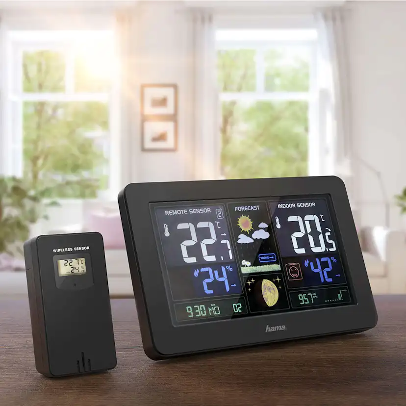 Väderstation Hama Premium Trådlös Termometer med WiFi & Multigivare Svart