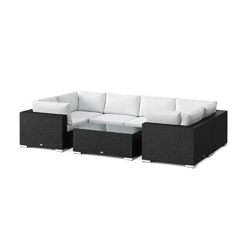 Loungegrupp Comfort Garden Bahamas U-formad utomhus loungegrupp med stängt avslut, 6-sits med bord