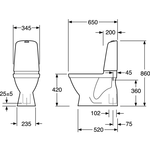 Toalettstol Gustavsberg Nautic 1500 Hygienic Flush för Skruv