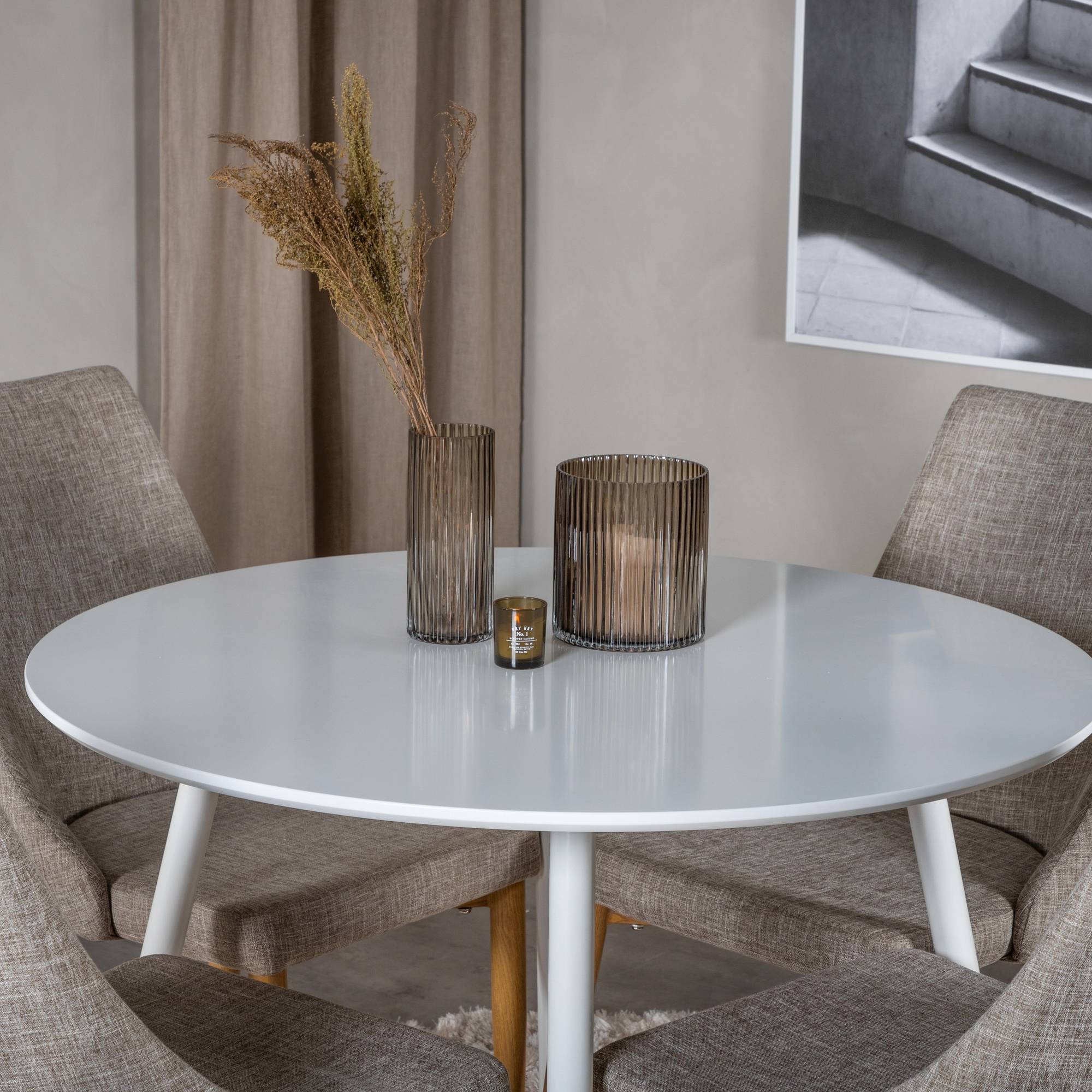 Matgrupp Basic Home Ridones Runt100 cm med 4 Ludvig Matstol