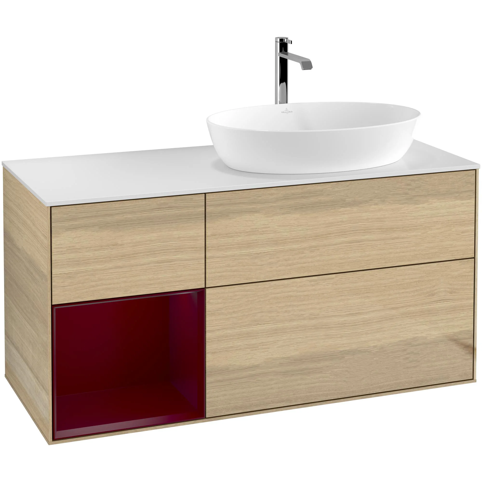 Tvättställsskåp Villeroy & Boch Finion med 3 Lådor Hylla och Bänkskiva för Ocentrerat Tvättställ från Artis & Collaro