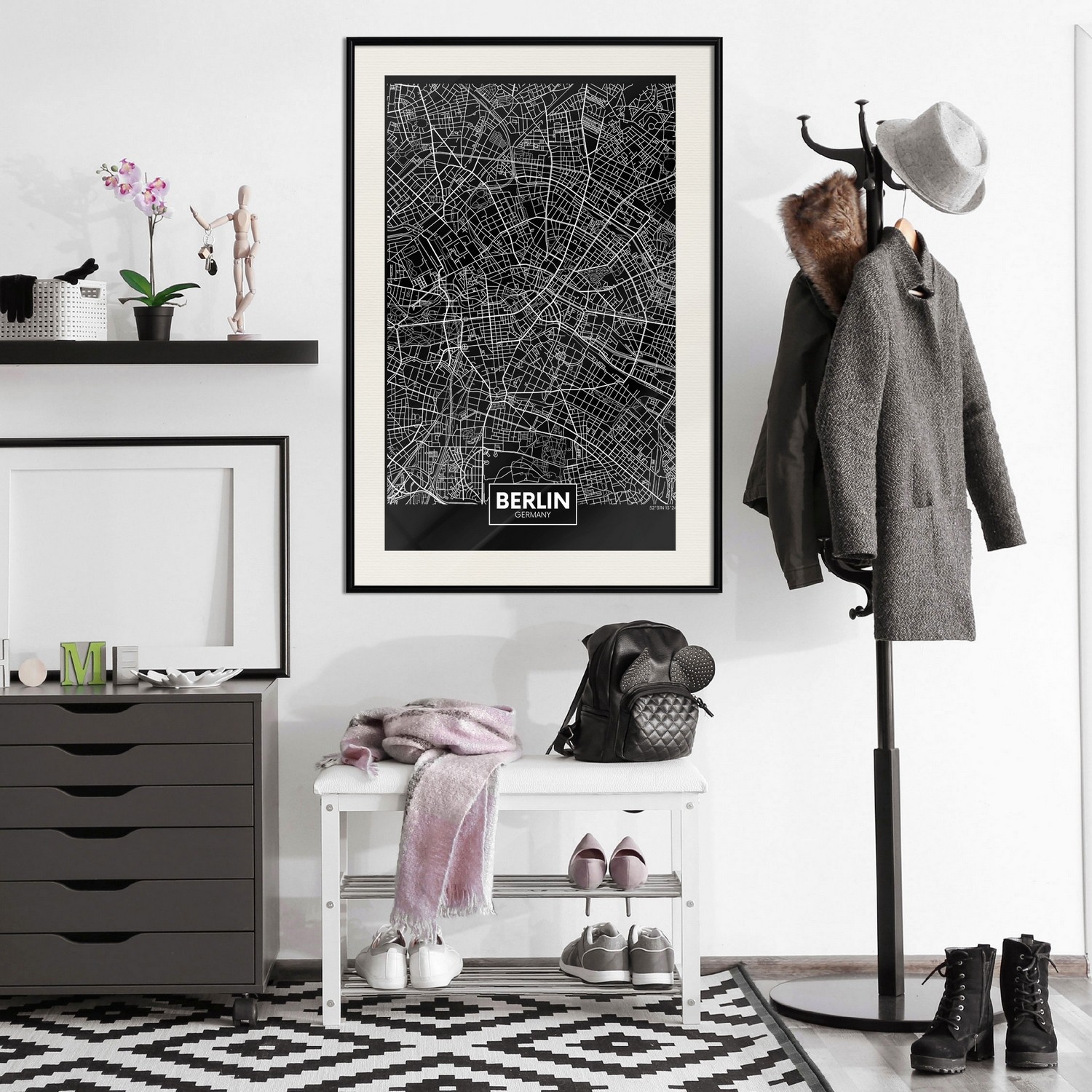 Poster Artgeist Affisch Dark Map of Berlin