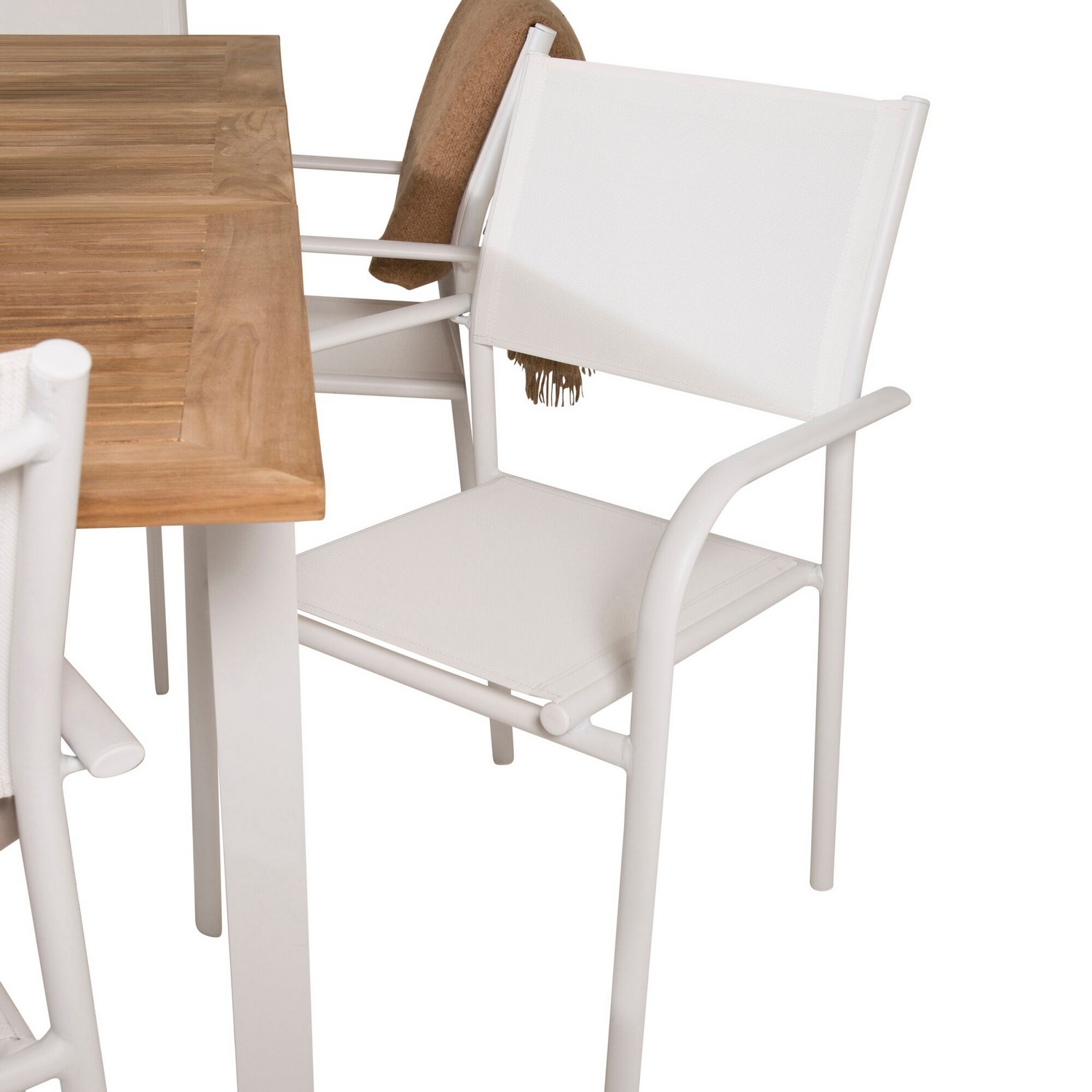 Panama Dining Table 152/210*90 - White Alu / Teak+Santorini Blanka Ben