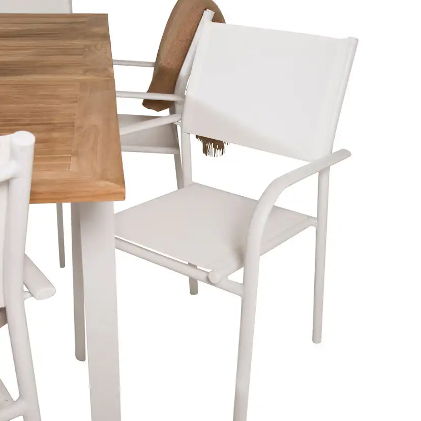 Panama Dining Table 152/210*90 - White Alu / Teak+Santorini Blanka Ben