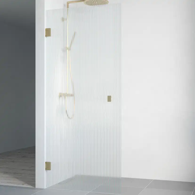 Duschdörr Macro Design Grace Rak, 980 mm, Guld, Briljant Linjeglas