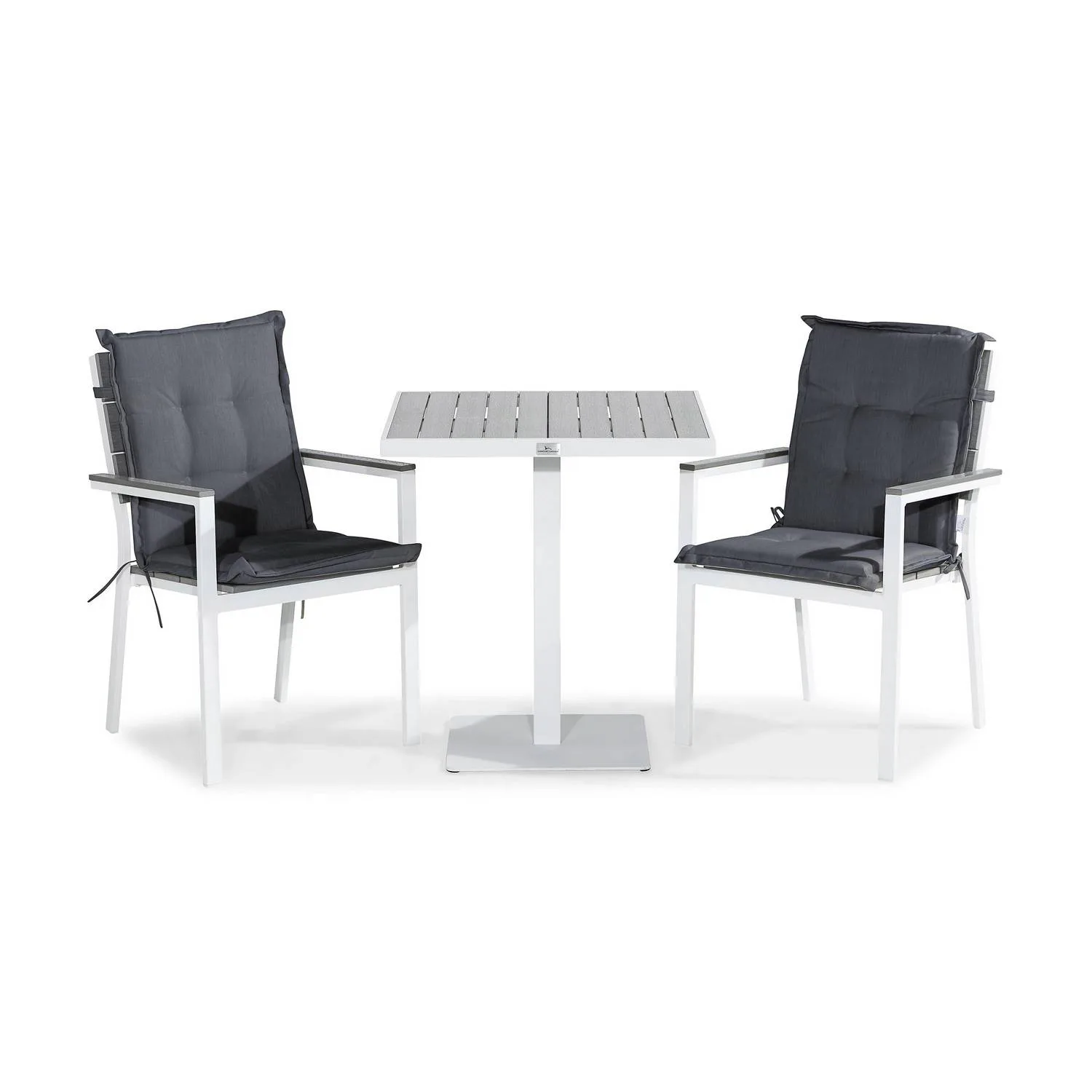 Cafégrupp Comfort Garden Tunis Caféset 70x70 med 2 Stapelstolar m Dyna