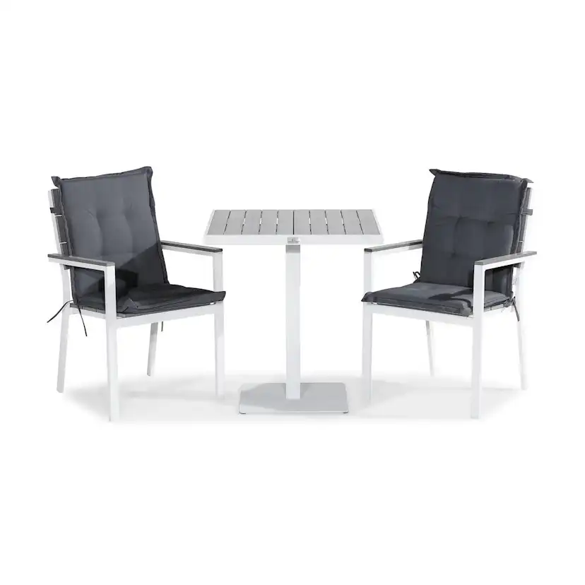 Cafégrupp Comfort Garden Tunis Caféset 70x70 med 2 Stapelstolar m Dyna