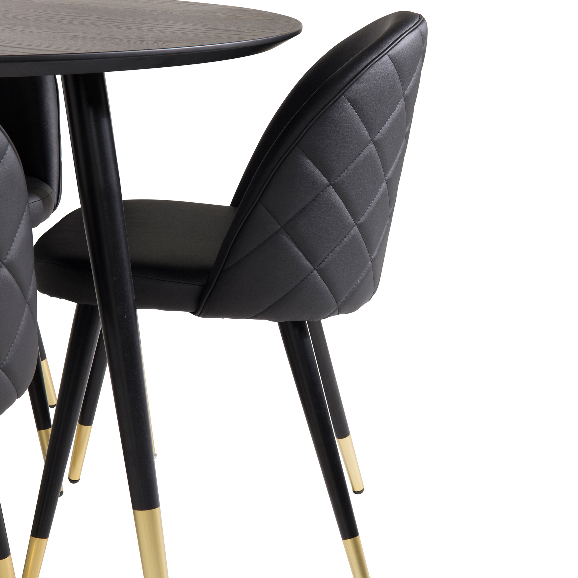 Matgrupp Venture Home Disa Rund med 4 Valentina Stolar Läder