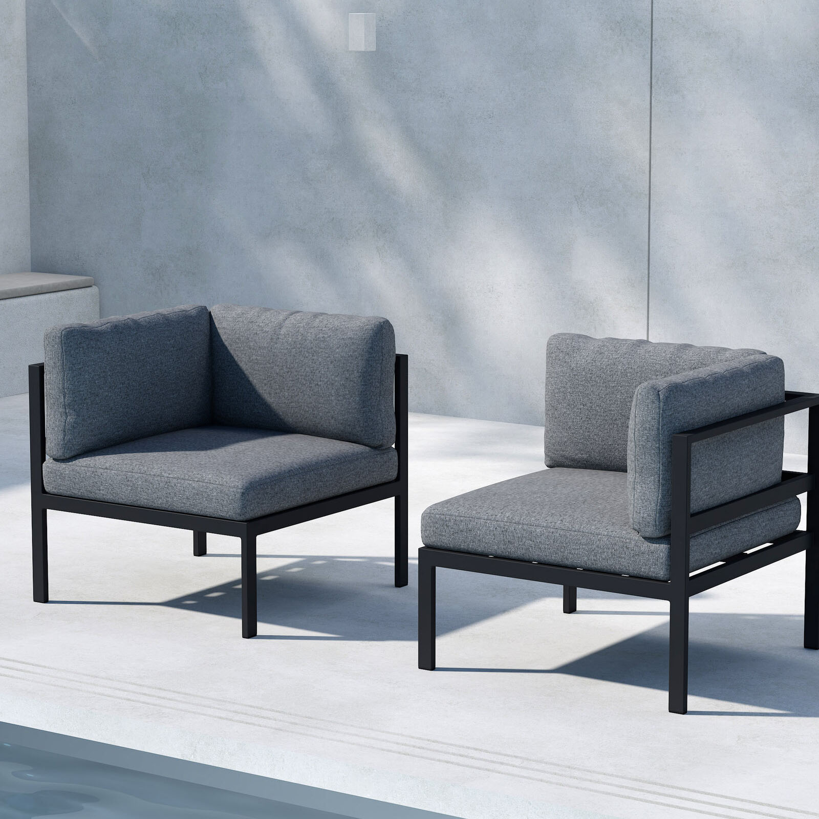 Copacabana Corner Part - Black Alu / Grey Cushion Black Alu / Grey Cushion