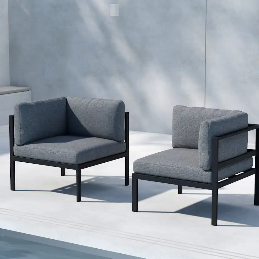 Copacabana Corner Part - Black Alu / Grey Cushion Black Alu / Grey Cushion