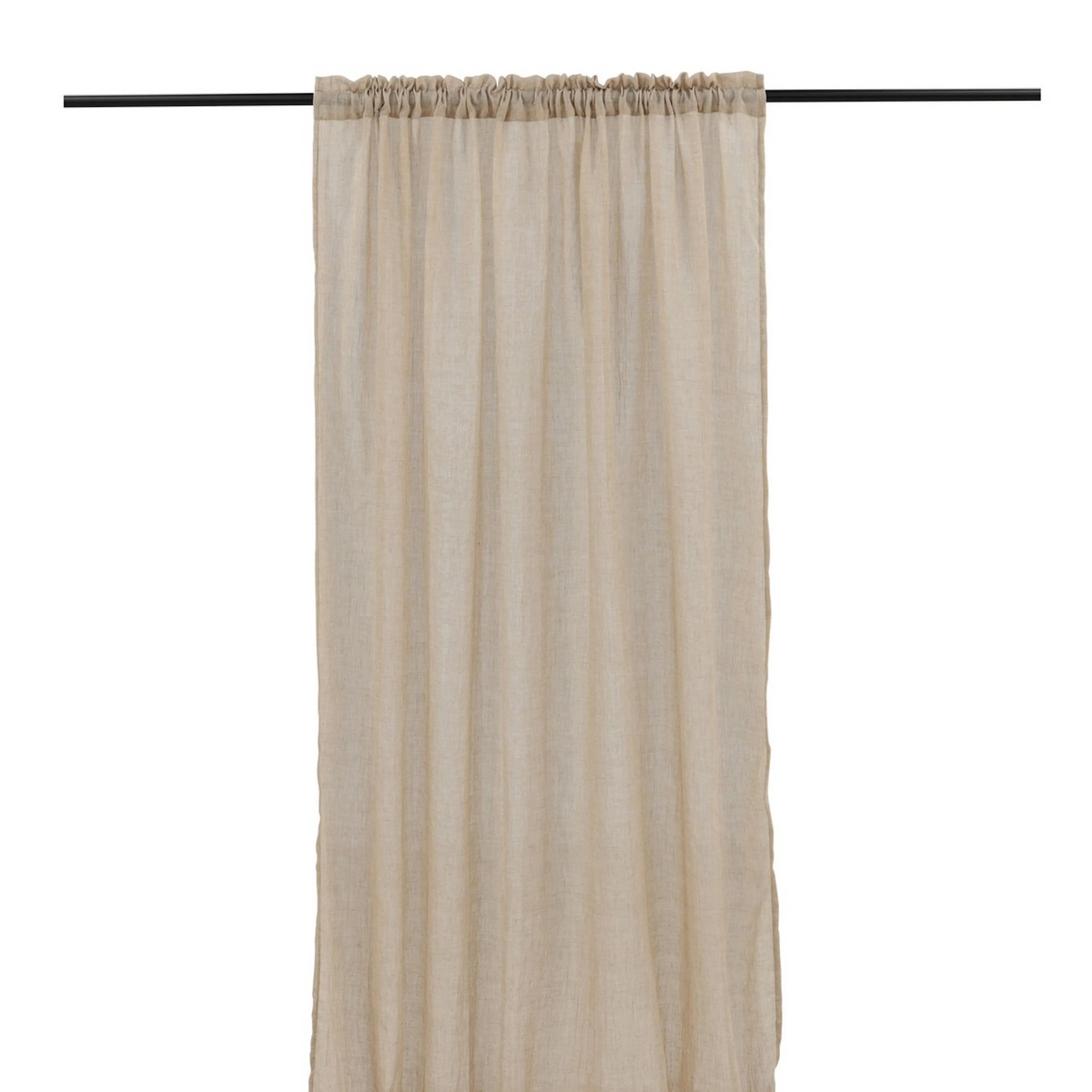 Elena Curtain Polyster/cotton - Beige - 135*240 - Channel Beige, Längd: 240 cm