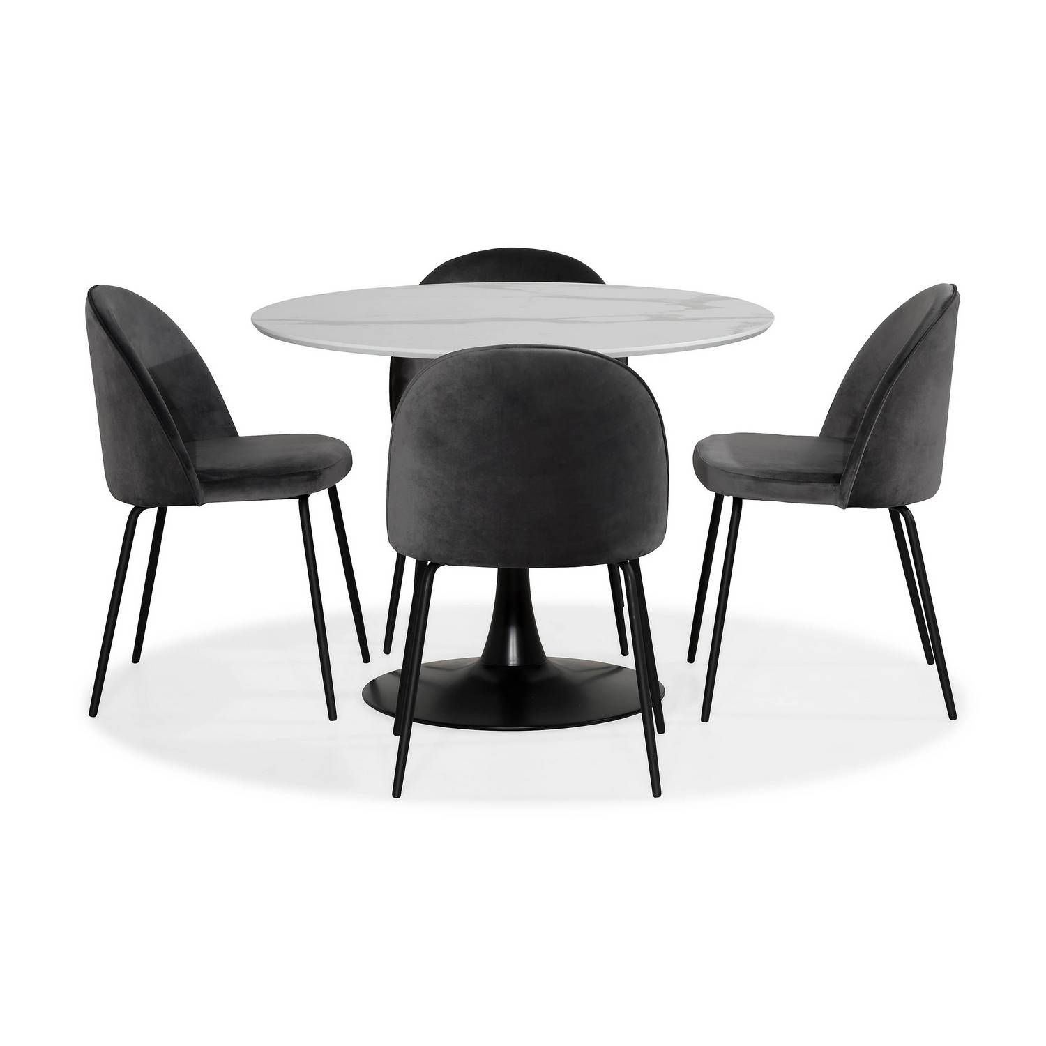 Matgrupp Basic Home Caitly Runt Matbord 100 cm Svart Bas med 4 FelipeMatstol