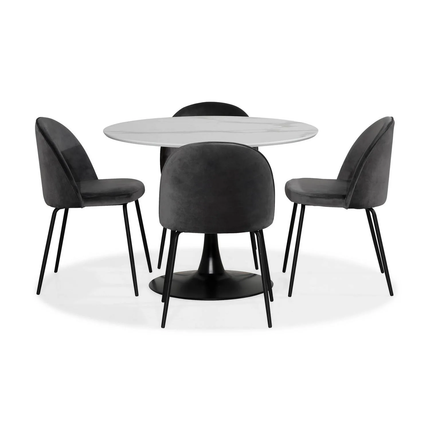 Matgrupp Basic Home Caitly Runt Matbord 100 cm Svart Bas med 4 FelipeMatstol