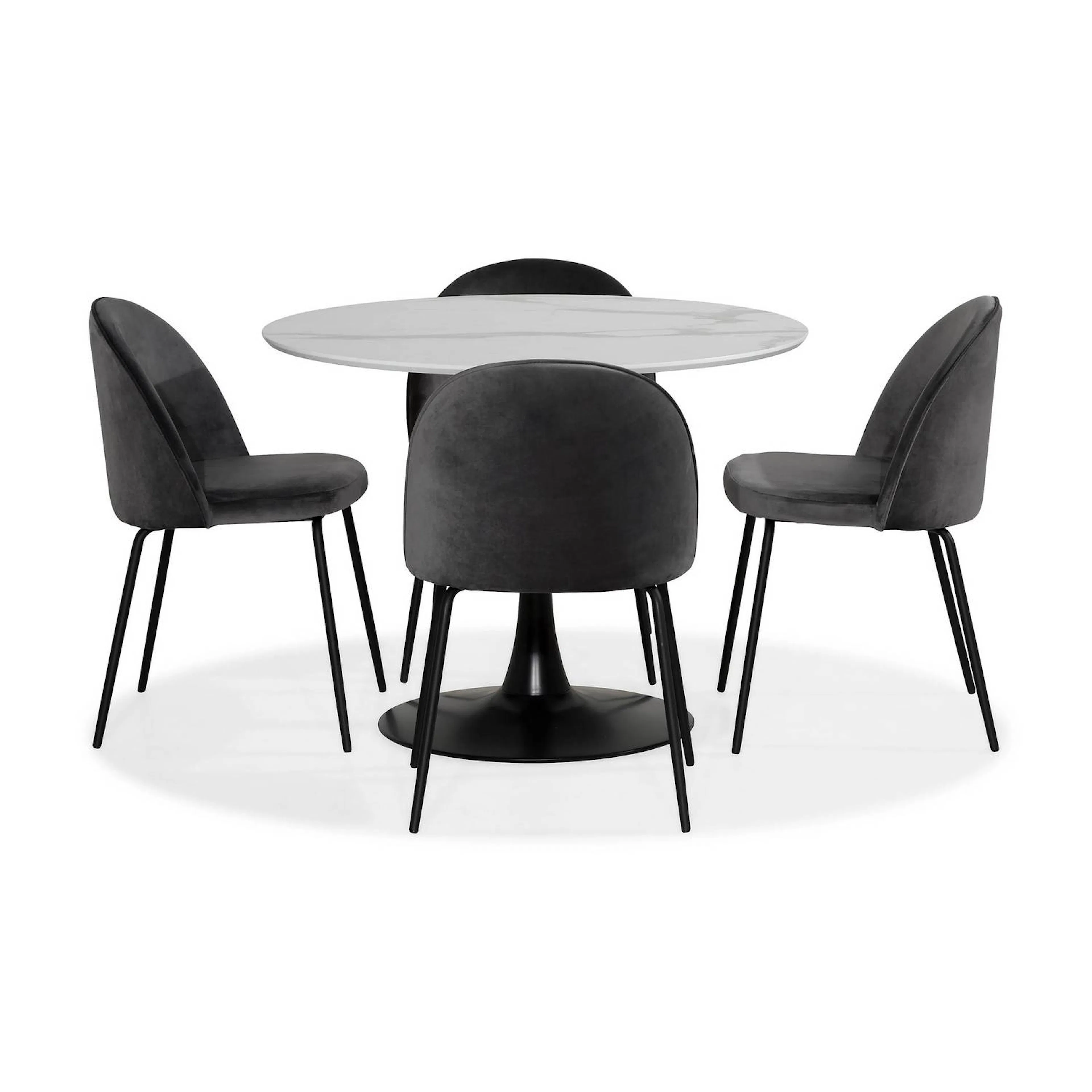 Matgrupp Basic Home Caitly Runt Matbord 100 cm Svart Bas med 4 FelipeMatstol