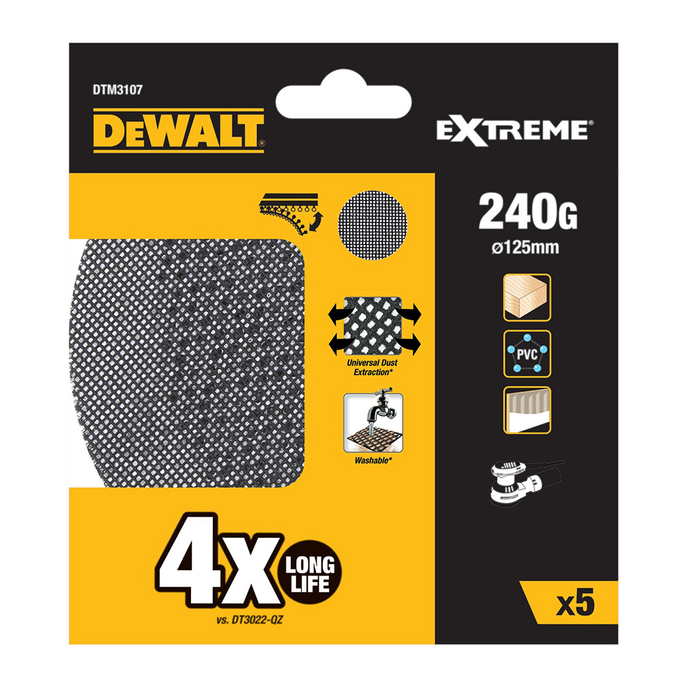 Slipnät DeWalt DTM3107 125 mm 120G 5-Pack Till Excenterslip