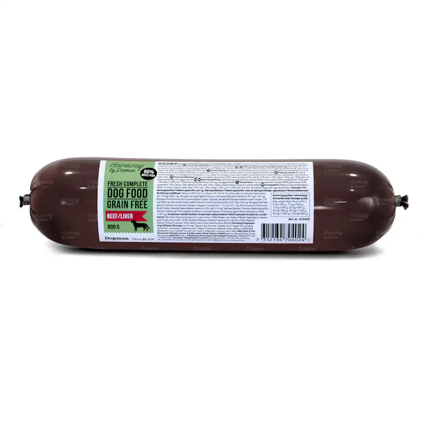Hundfoder Harmony Biff/Lever 800 g