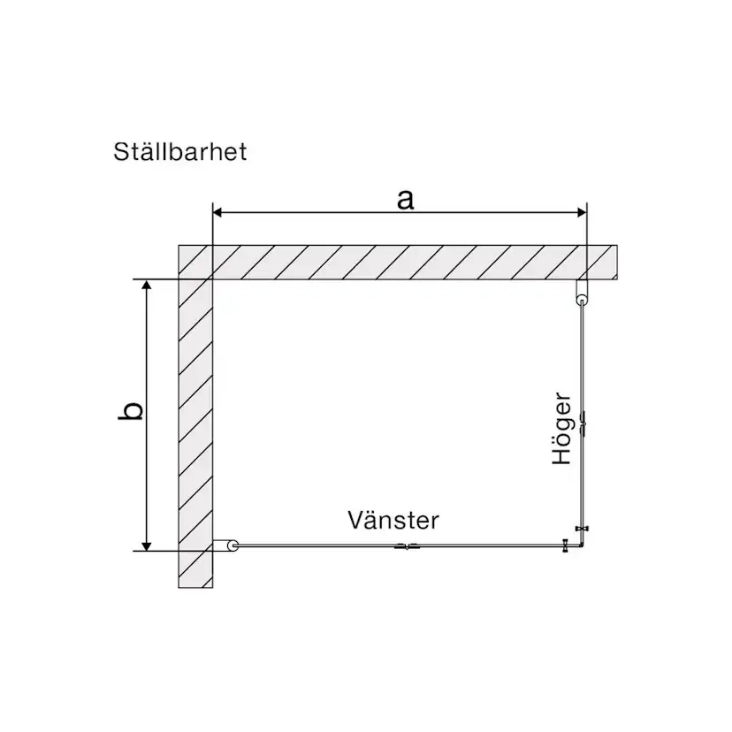 Duschhörn Arrow Twice Corner Klarglasx1100x1000xVänster: 1100 mm, Höger: 1000 mm
