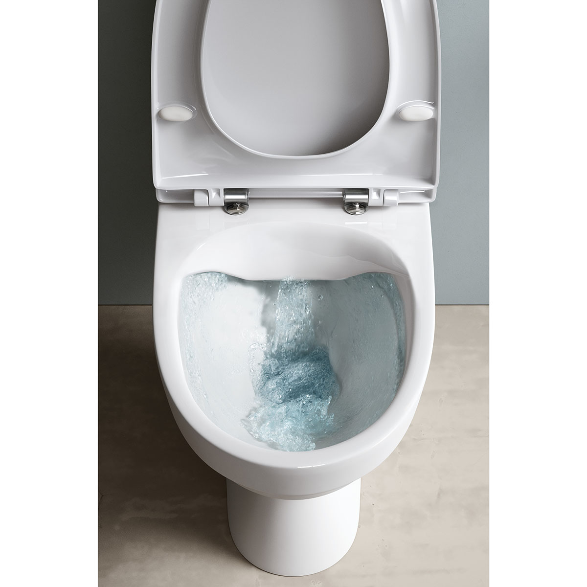 Toalettstol Laufen Kompas 825155 Rimless med öppet S-lås för Limning inkl Mjuksits