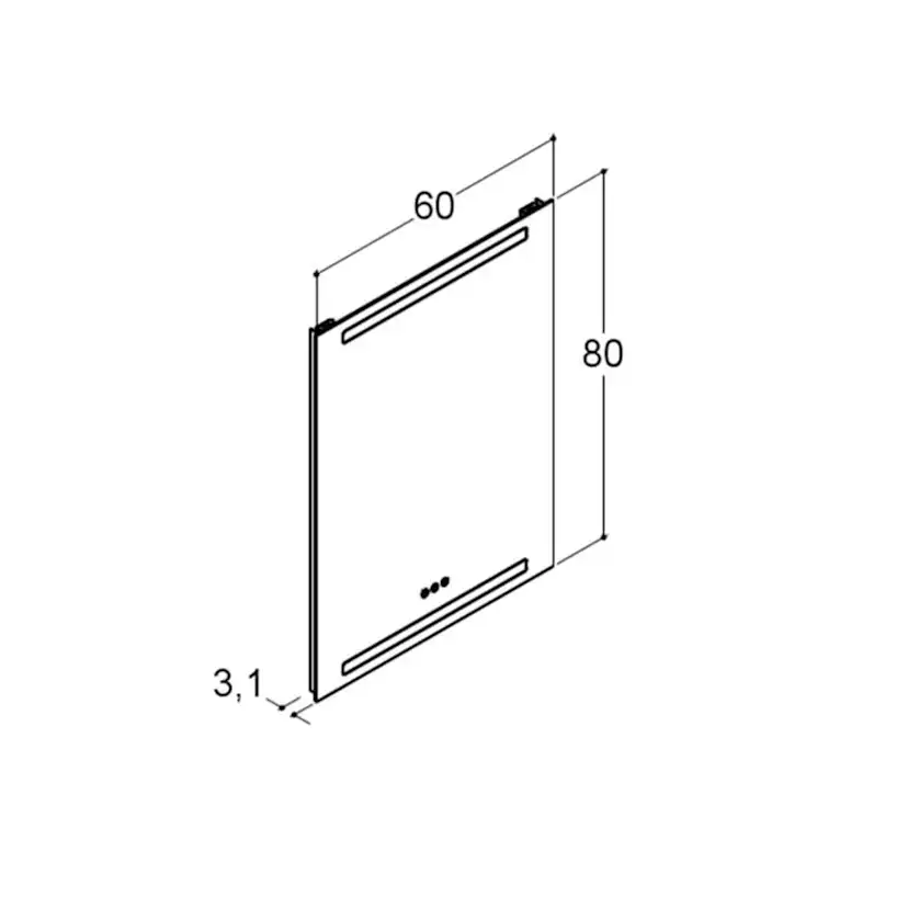 Spegel Level 80*60 cm m/ljusstyrning 800x600 mm