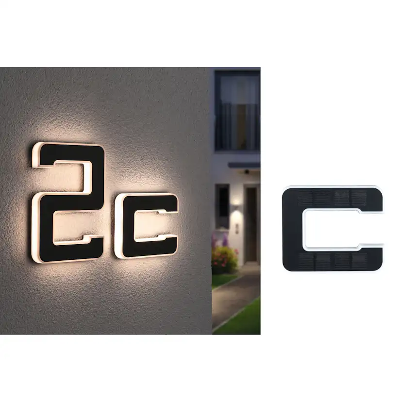 Fasadbelysning Solcell LED Paulmann Husnummer A-D med belysning inkl. utbytbart batteri IP44 Design: C