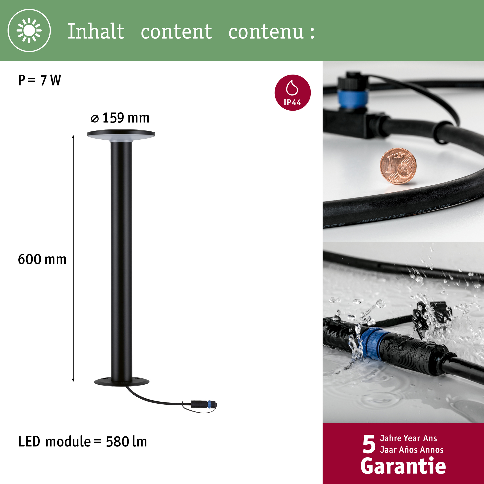 Pollare LED Paulmann Plate Plug & Shine IP44 24V Ljus: Soft White