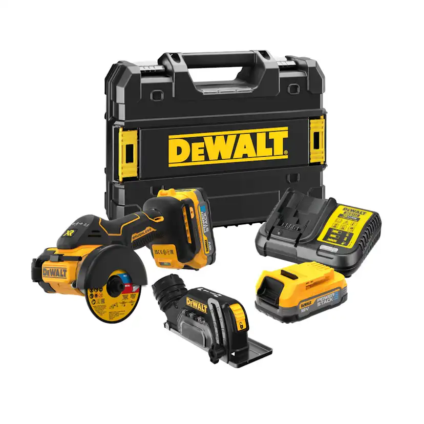 Vinkelslip DeWalt DCS438E2T 18V XR 2x Powerstack Tstak